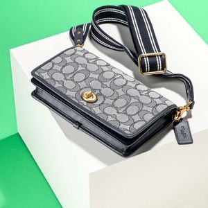 Hayden Fold Over Crossbody Clutch In Signature Jacquard